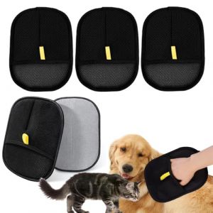 Onlvmyur Gant Poil Chat 4pcs Gant de Toilettage Chat Antistatiques Gant Chat Brossage Antistatiques Double Face Gant Poil Chat Chien Accessoire de Toilettage pour Animaux (Onlvmyur, neuf)