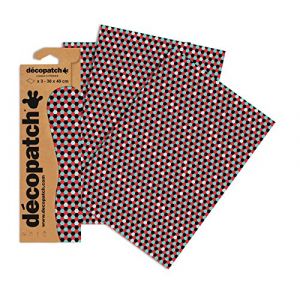 D&eacute;copatch C719O - Une pochette de 3 feuilles de papier imprim&eacute; 30x40 cm, Pois bleu, rouge, noir (LAZERJET, neuf)