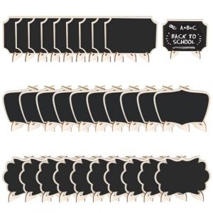 30PCS Mini Tableau Ardoise, Mini Tableau Noirs avec Support, Mini Tableau Bois Rectangulaire avec Chevalet pour L'école,Tableau Message, Mariage et Fête (Jicyor, neuf)