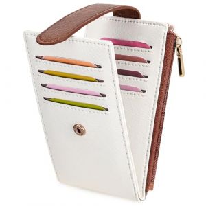 FALAN MULE Portefeuille Femme, Portefeuille Femme Petit avec Protection RFID, Portefeuille Mini Femme avec Fermeture &Eacute;clair Porte-Cartes, Portefeuille en Cuir avec 12 Fentes pour Cartes, C01 Blanc (FALAN MULE UK, neuf)