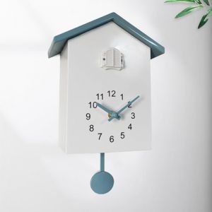 Kamanan Horloge Coucou Moderne avec Fonction de Sommeil Nocturne, Pendule Murale Design pour la Maison, Le Salon (Blanc/Gris) (radishde, neuf)
