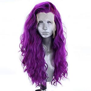 Perruque Mode Cheveux Longs Bouclés Perruques Synthétiques Avant De Lacet Perruque Violet Cheveux Haute Température Cheveux Ondulés Perruques Pour Femmes Cosplay Perruque Gris Perruques Pour Femmes ( (ydxdsp, neuf)