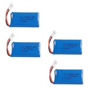 YUNIQUE GREEN-CLEAN-POWER - Ensemble de 4 Batteries LiPo Rechargeables 3.7V 500mAh | Compatibles avec HUBSAN X4 H107L/C/D, V252, JXD 385 | pour Drones RC | Dimensions : 42x20x8 - Poids : 13 Grammes (YUNIQUE GREEN-CLEAN-POWER, neuf)