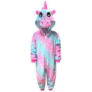 Enfants Licorne Onesie Pyjama Confortable pour Filles Dors Bien gar&ccedil;on Cadeaux pour Les Enfants Combinaison Animal Habillage Costume (8-9 Ans, Licorne - &Egrave;toiles Vertes Roses) (Live It Style It, neuf)