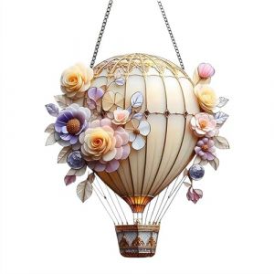 Lanterne solaire montgolfière – Attrape-soleil en acrylique coloré, lampe LED à suspendre pour jardin et terrasse, lampe décorative sans danger pour les oiseaux pour la maison, le café et la (dianqian2024, neuf)