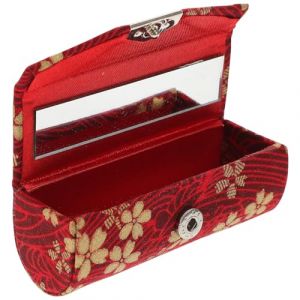 jojofuny &Eacute;tui &agrave; Rouge &agrave; L&egrave;vres Portable en PU Rouge &agrave; Vague Miroir Int&eacute;gr&eacute; Mini Bo&icirc;te de Rangement Compacte pour Paquet &agrave; Main &Eacute;tui D&eacute;coratif Japonerie Application Pr&eacute;cise (Merlun, neuf)