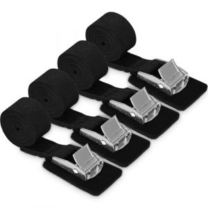 LEAZZLE 4 Pièces 100cm x 25mm Sangles D'Arrimage Avec Rembourrage, Sangle a Cliquet Noir avec Boucle de Serrage, Sangle Arrimage pour Porte Velo Attelage, Moto, Bagage, Voiture, 200 Kg Capacité Charge (DISTASO S.R.L., neuf)