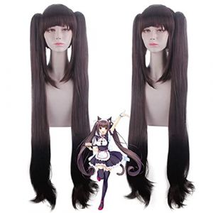 Nekopara Chocola Cosplay Costume Lolita Femme De Chambre Uniforme Robe + Perruque Halloween Doux Sexy Chat Servante Robe Avec Queue Chocolat S Perruque (long zhu tang, neuf)