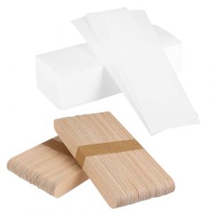 SOIMISS 200 pi&egrave;ces Bandes de Cire Non Tiss&eacute;es avec B&acirc;tonnets Applicateurs Bois Kit &Eacute;pilation Corps Visage Bandes Cire Maillot et Lisses pour &Eacute;pilation &agrave; Domicile et Salon Professionnel (Star-wish, neuf)