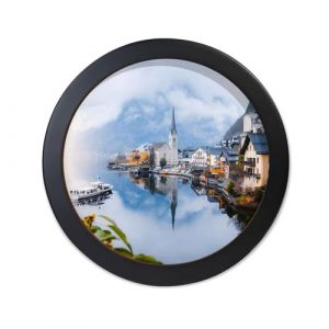 FuninCrea Cadre photo rond - Petit cadre photo - Cadre pour poster - Pour mur et table - Cadre de d&eacute;coration murale cr&eacute;atif pour travaux photo, peinture d'art, photos (rond, noir, 22,86 cm) (HHJD Distribution, neuf)