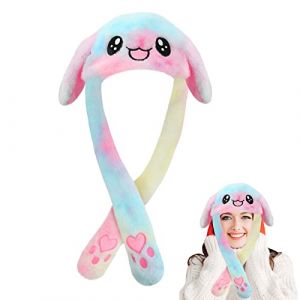 TSLBW Peluche Chapeau de Lapin Drôle avec Oreille Mobile, Chapeau d'oreille d'animal en Peluche, Bonnet d'animal de Lapin Mignon pour Femmes Filles Habiller Cosplay Costume Cadeaux de Fête Multicolore (Qiang_ze9, neuf)