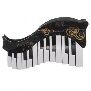 HONITANO Pince &agrave; Cheveux Musicale en Ac&eacute;tate &Eacute;caille de Tortue Motif Piano Ondul&eacute;, Barrette Originale pour Cheveux &Eacute;pais et Longs, Maintien Antid&eacute;rapant, Accessoire Coiffure pour Festivals (LUWELI, neuf)