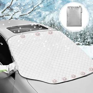 Pizsieat Protege Pare Brise Givre, 156 X 128CM Couverture Pare Brise Voiture Magnétique Hiver Protection Pare Brise Gel avec Couvercle de Rétroviseur,Pare Soleil Voiture Pare Brise Avant Bache Voiture (OuiouiMarke(Livraison express à partir de 5 euros), n
