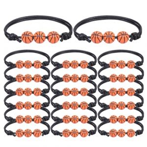 Lot de 20 bracelets de Basket-ball pour enfants bracelet tiss&eacute; de sport de Basket-ball cadeaux de f&ecirc;te sportive bracelets d'amiti&eacute; tress&eacute;s r&eacute;glables pour les anniversaires d'enfants sportifs (ANETTEE GLOBALISS, neuf)