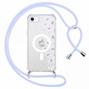 Foonary Magn&eacute;tique Coque pour iPhone 7/8/SE 2020/SE 2022 4,7" avec Cordon, Aesthetic Motif R&eacute;glable Collier Housse, Silicone &eacute;tui Bumper Protection Case pour iPhone 7/8/SE 2020/SE 2022, Fleur 15 (DANIEL MEYER eu, neuf)