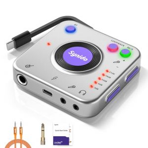 Synido Interface audio portable pour guitare, adaptateur audio 24 bits/96 kHz avec USB-C, ports Inst./casque pour diffusion en direct, équipement d'enregistrement de musique pour iPad/iPhone/Android (Synido shop, neuf)