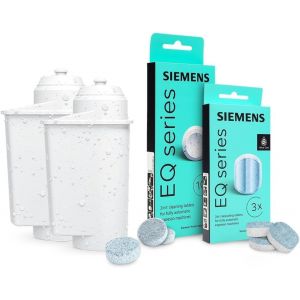 Kit d'entretien pour machines &agrave; caf&eacute; Siemens EQ series, pastilles de nettoyage (10 pi&egrave;ces), d&eacute;tartrage 2en1 (3 pi&egrave;ces) et 2 filtres AquaIntense, compatible avec Siemens Bosch TZ70003 TZ80001 TZ80002 (agdmaster, neuf)
