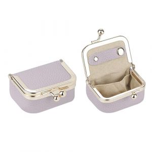 Royal Bagger Mini Bo&icirc;te &Agrave; Bijoux En Cuir De Vache V&eacute;ritable Pour Femme Porte-monnaie De Couleur Unie Kiss Lock, Petite Pochette De Rangement 1894 (Violet clair) (ROYAL BAGGER, neuf)