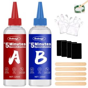 5 Minutes Colle Epoxy, Colle Epoxy Bi-composant, R&eacute;sine &Eacute;poxy Transparente &agrave; 2 Composants, R&eacute;sistante &agrave; la Chaleur, pour Bois, Plastique, M&eacute;tal, Verre, C&eacute;ramique autres Mat&eacute;riaux (WoTong, neuf)