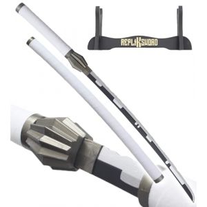 REPLIKSWORD Katana en Bois Lame Kenpachi Zaraki's Nozarashi Zanpakuto Epee Sabre + Presentoir Inclus (Repliksword, neuf)