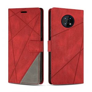 SONWO Coque pour Nokia G50, Protection Housse Etui en Cuir PU Portefeuille Livre pour Nokia G50, Emplacements Cartes, Fonction Support, Rouge (SONWO EU STORE, neuf)