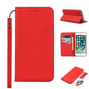 Copmob Coque iPhone 6/6S avec Cordon,Cuir v&eacute;ritable Flip Portefeuille &Eacute;tui en Cuir,[3 Porte Cartes][Fermeture magn&eacute;tique][RFID Blocker],Housse Case pour iPhone 6/6S - Rouge (Copmob, neuf)