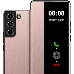 Fciaeytou Coque pour Samsung S21 Plus Etui &agrave; Rabat pour Samsung Galaxy S21 Plus Coque Clapet Protection S21 Plus Flip Case Folio Clear View Cover 360 Full Body Antichoc Mince Housse 5G/6.7" (Or Rose) (ZhuChuangYouSuJiaoZhiPinYouXianGongSi, neuf)