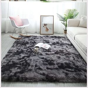 JURLEA Tapis Moderne Moelleux Shaggy pour Salon Doux Tapis Antidérapant pour Chambres Garçons Filles Chambre Salle de Jeux Moderne Décor À La Maison (Gris Noir, 140 x 200 cm) (Yalande-EU, neuf)