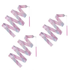 EOYVAIL Matériel et accessoires d'entrainement,Ruban de gymnastique, 2 mètres, ruban de danse, utilisé pour la gymnastique rythmique sportive, le cirque, l'entraînement au sol (3 pièces, rose) (ZHONGFU  STORE, neuf)
