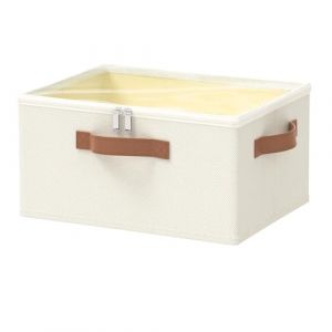OUTBROS Boîte de Rangement avec Couvercle, Cube Pliable, Convient Pour Couettes, Couvertures, 40 x 30 x 20 cm, Beige, Paquet de 1 (OUTBROS-FR, neuf)