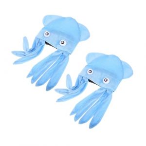 Ciieeo Lot de 2 Chapeaux Pieuvre Bleu en Tissu Doux, Couvre-chefs Amusants pour F&ecirc;tes, Halloween et Festivals, Accessoires L&eacute;gers de D&eacute;guisement pour Hommes et Femmes (B Breathtaking, neuf)