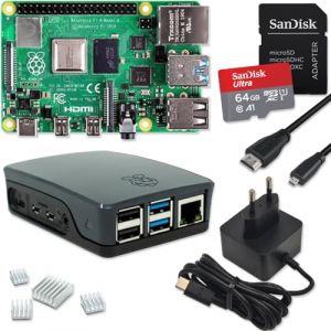 Raspberry Pi 4 Kit de d&eacute;marrage 8 Go | Carte Micro SD Ultra 64 Go | Bloc d'alimentation USB-C 15 W | Bo&icirc;tier noir | C&acirc;ble Micro HDMI 4K | Kit de dissipateur thermique | Raspberry Pi 4 mod&egrave;le B 8 Go de (smart-home-komponente, neuf)
