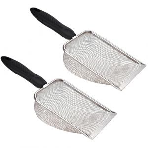 Pyuyan 2 Pi&egrave;ces 2mm Pelle &agrave; Liti&egrave;re &agrave; Mailles Fines, Pelle &agrave; Chat en M&eacute;tal, Pelle &agrave; Liti&egrave;re &agrave; Petits Trous, Sable/Sable pour Oiseaux/Chat/Lapin/Chien/Excr&eacute;ments de Reptiles, Maille 2X2 mm (Csffyzs, neuf)