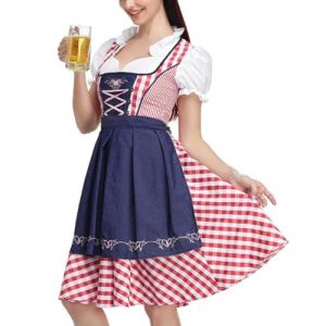 Wpsagek Robes Dirndl Femme - Plaid Style Ethnique Allemand Femmes Oktoberfest Dirndl Costume | F&ecirc;te de la bi&egrave;re allemande Cosplay robe bavaroise, tenues de carnaval de bi&egrave;re pour l'Oktoberfest (ruishu, neuf)