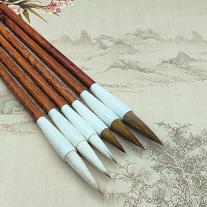 XCSJ 6 Pcs Pinceau De Calligraphie Chinoise Kanji Japonais Sumi, 3 Tailles, 2 Matériel, Pour Peintures,Écrire, Dessin, Encre Japonaise Sumi Brush Kanji Pour Débutant, Étudiants (HaoQing, neuf)