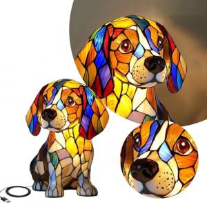 Lampe En Vitrail En Forme D'Animal,Lampe Vintage En Verre Teint&eacute; En Forme De Chien|,Veilleuse De Chevet En Forme D'Animal,Veilleuse D&eacute;corative Color&eacute;e Pour La Maison, La Chambre &agrave; Coucher (DaPongZhi, neuf)