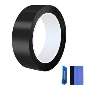 Heinaroman Film Vinyle de Covering Voiture, Protection Seuil de Porte Voiture 5.08 x 914.4CM Covering Noir Brillant Autocollant Adh&eacute;sif Film de Protection Chrome Delete pour Voiture Ext&eacute;rieure, Moto (Hadeson_, neuf)