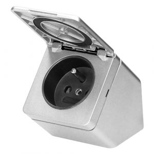 Miratic Multiprise Cuisine d'angle Bloc Prise Cuisine Angle Herm&eacute;tique sous Le Meuble, avec Rabat IP44 Argent Norme de Prise : fran&ccedil;aise (Type E) (Vermann, neuf)