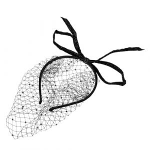 Vaguelly Bandeau Femme Chic Fascinator Vintage Noir avec Voile Filet Accessoire Élégant pour Tea Party et Mariage Tête Rétro avec Voilette Original pour Cérémonie (Bustling Xin, neuf)