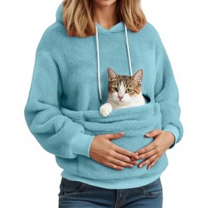G&eacute;n&eacute;rique Sweat &agrave; Capuche Femme avec Poche Kangourou Pull pour Chat et Chien Femme Sweat &agrave; Manches Longues Veste &agrave; Capuche Douce Et Confortable Pull de Transport Chat et Chien (02-Sky Blue, L) (zhiqiangdianzishangwuyouxiangongsi, neuf)