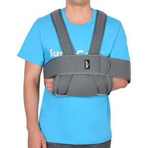 supregear Écharpe de Bras Immobilisateur d'épaule, Réglable Confortable Élingue d'immobilisation pour Bras/Main/Coude, Echarpe de Soutien pour Bras Droit et Bras Gauche - Gris, L (J&D Tech FR, neuf)