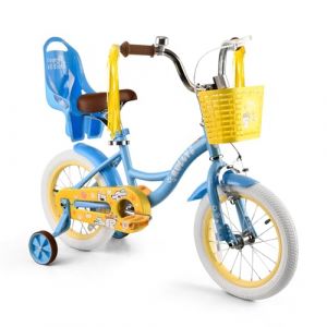 RULLY Vélo Fille 16 Pouces Bleu avec roulettes stabilisatrices – Vélo Enfant avec Panier et siège poupée pour 4–7 Ans, idée Cadeau (Rully Bike, neuf)