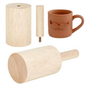 BENECREAT Moules de Poterie en Tasse de 12x8cm, Outils de Poterie en Bois avec Poignée, Ensemble de Moules de Poterie pour Poterie en Argile, Tasse en Porcelaine Façonnée, Atelier Poterie (BENECREAT FR BOUTIQUE, neuf)