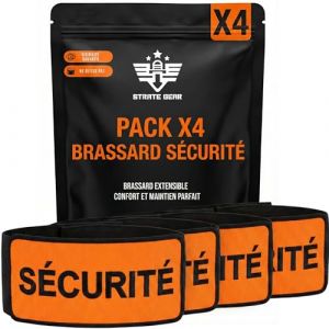 Pack x4 Brassard S&eacute;curit&eacute; - Brassard Agent de Surete R&eacute;fl&eacute;chissant Fluo Orange avec Scratch - Fluorescent Haute Visibilit&eacute; pour Staff, S&eacute;curit&eacute; Priv&eacute;e, &Eacute;v&eacute;nement (Fonatech, neuf)
