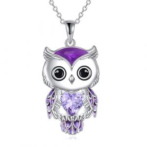 Collier Hibou Bijoux Cadeaux pour Femmes en Argent Sterling Pierre de Naissance Hibou Pendentif Collier Bijoux de Noël pour Les Filles (06-Juin) (zhanglushop, neuf)