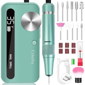 CyleeJoy Ponceuse pour Ongles Professionnel: 35000 RPM Lime a Ongle Electrique Rechargeable, 12 en 1 Ponceuse Ongle pour Acrylique/Gel, Machine Maucure Pédicure Portable - Pour Salon/Maison (Vert) (CYLEEJOY, neuf)