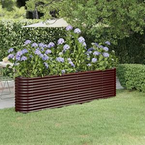WIFESE JardinièRe De Jardin Acier Enduit De Poudre 260x40x68 Cm Marron Jardiniere Exterieur Grande Taille Jardiniere Balcon Jardiniere sur Pieds Carré Potager Bacs à Fleurs Potager Bac A Fleur (WIFESE official, neuf)