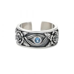 LAOYEFACAI Bague Homme mat en Argent Sterling 925 œil D'Horus Bague Ouverte Vintage Gothique Hommes Bagues (chaozhouwanshishun, neuf)