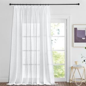 PONY DANCE Rideau Grande Largeur - Voilage Blanc Draperies Interieurs Motif de Croix Voile Romantique Moderne avec Galon Fronceur pour Salon Maison, Largeur 280 x Hauteur 245cm, 1 Pc (RYB HOME EU, neuf)