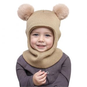 AYPOW Bonnet Cagoule Chaud d'Hiver pour B&eacute;b&eacute; Enfant de 1 &agrave; 6 Ans, Ensemble Chapeau &Eacute;charpe Multifonction Thermique Coupe-Vent pour Filles Gar&ccedil;ons Tout-Petits, Chapeaux Masque Tricot&eacute; Doubl&eacute; en Polaire (nxpoy, neuf)